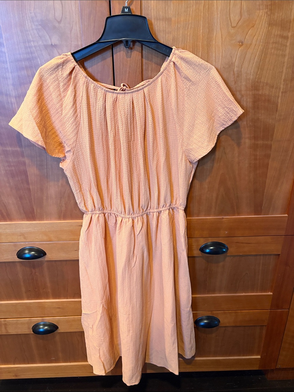 Hem & Thread Peach Short-Sleeve Midi Dress